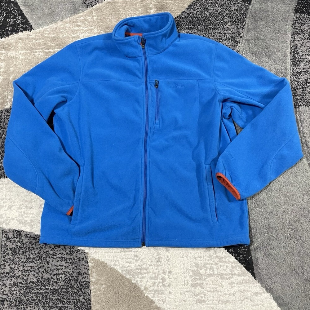 LL BEAN Sweater Fleece‎ Jacket Mens Large Blue Full Zip Pockets Gorpcore Hiking
